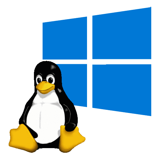 The Windows Logo and Linux Tux Pengine